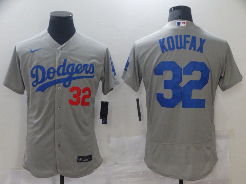Men Los Angeles Dodgers #32 Koufax Grey Elite 2021 Nike MLB Jersey